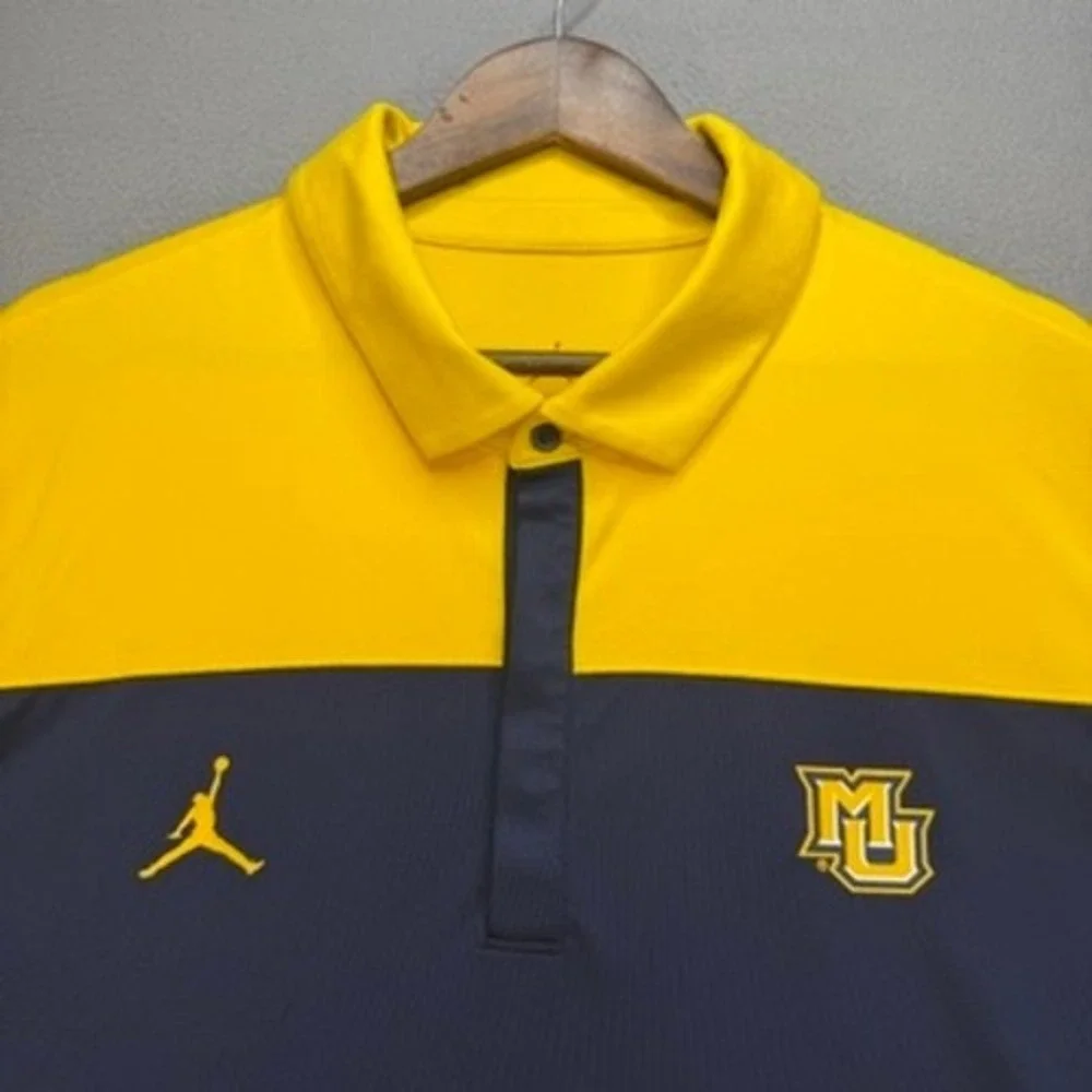 Jordan Polo Shirt Marquette Golden Eagles NCAA Regular XXL Navy Yellow Dri-FIT